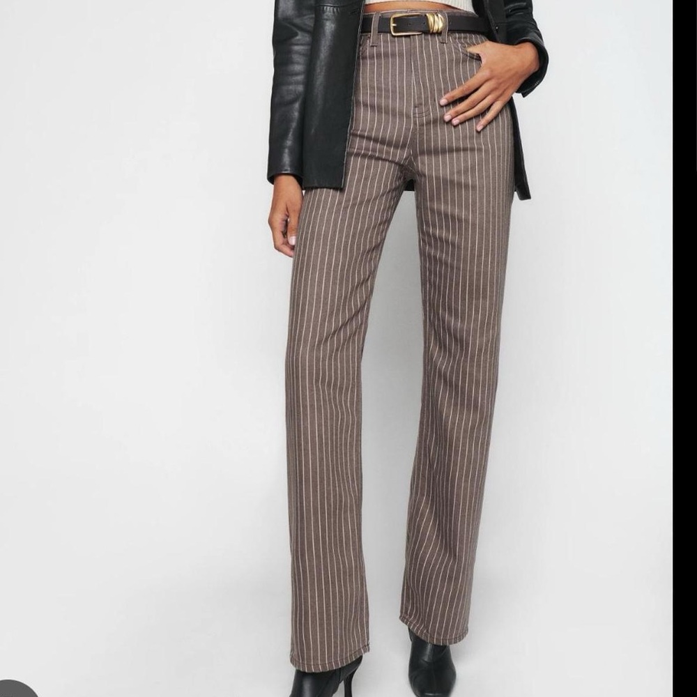 Reformation wilder Jean Brown Striped Straight Leg Pants